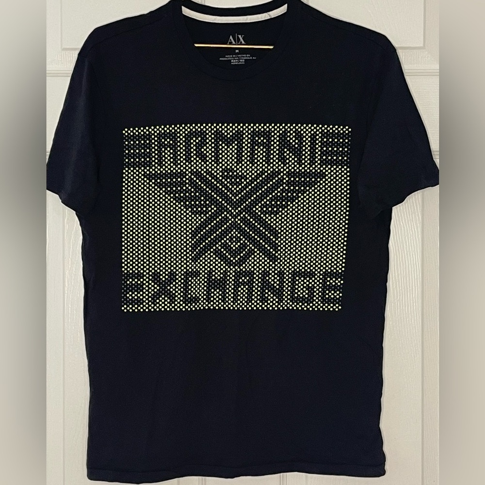 Armani Exchange Black with Green Logo T-Shirt Size Medium